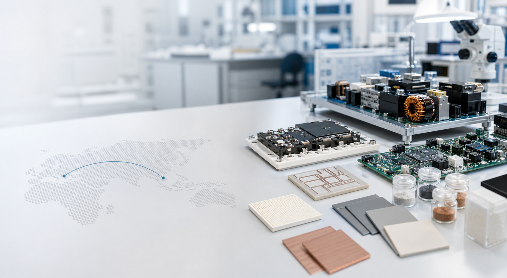 Electronics manufacturing workbench with specialty materials and power electronics modules